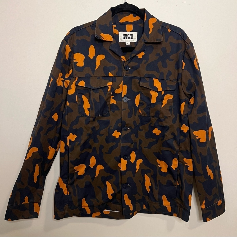 Weekday Lean Printed Jacket Orange and Navy Camo Y2K Elevated Jacket